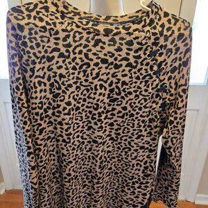 Sunshine & Rodeo L leopard top with black faux leather accents